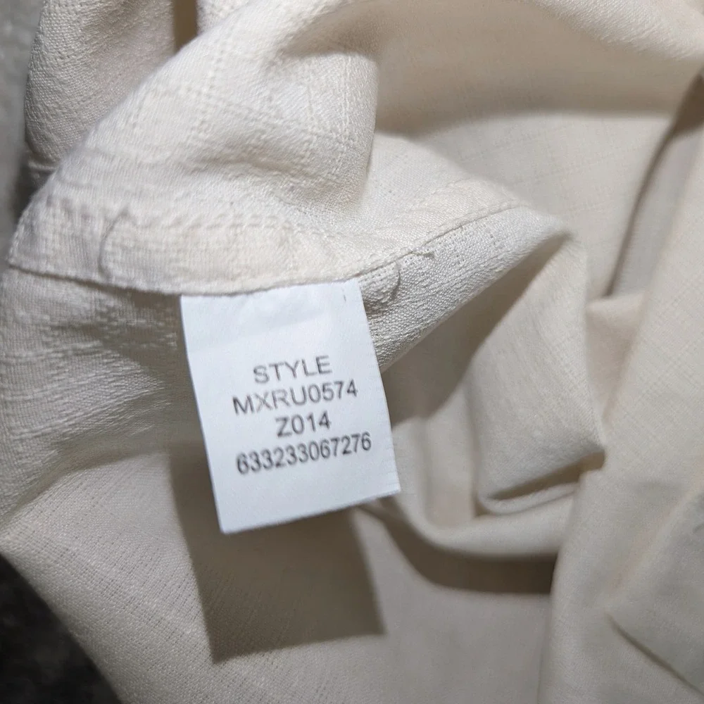 Axcess Silk Shirt M Mens Ivory Cream Short Sleeve Button Down Textured Vintage